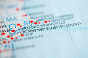 A map of homes in foreclosure in Westchester County, NY.