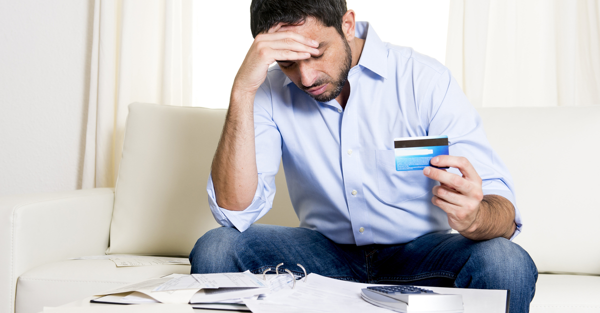 Man is filing for bankruptcy due to credit card debt.